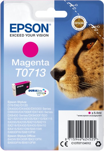 Epson T0713 Cheetah Magenta Ink Cartridge